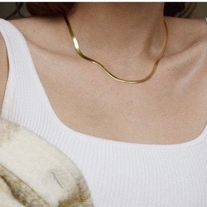 Dara Herringbone 4mm Short Gold Plated Necklace